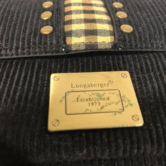Longaberger wallet / shoulder bag, material is black corduroy and faux leather - Picture 3 of 11